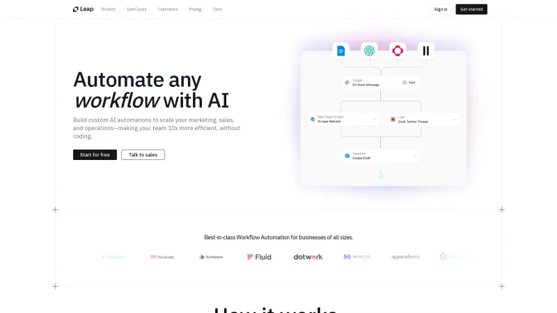 Homepage of Leap AI