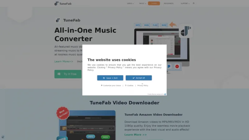 Homepage of TuneFab