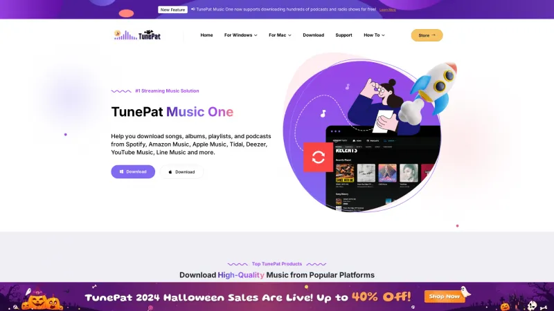 Homepage of TunePat Music One