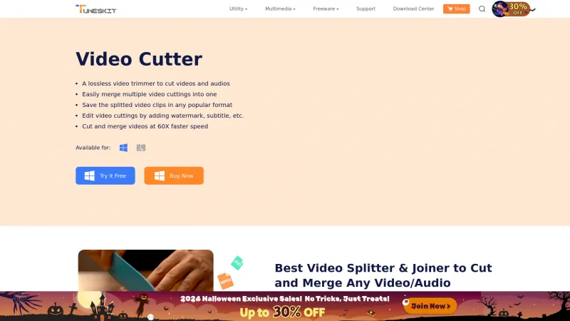 Homepage of TunesKit Video Cutter