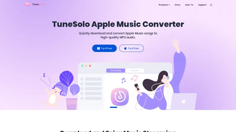 Homepage of TuneSolo