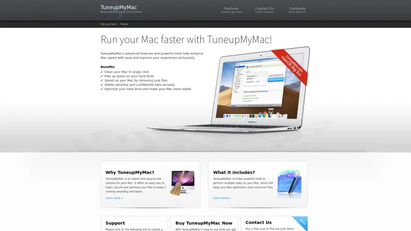 Homepage of TuneupMyMac