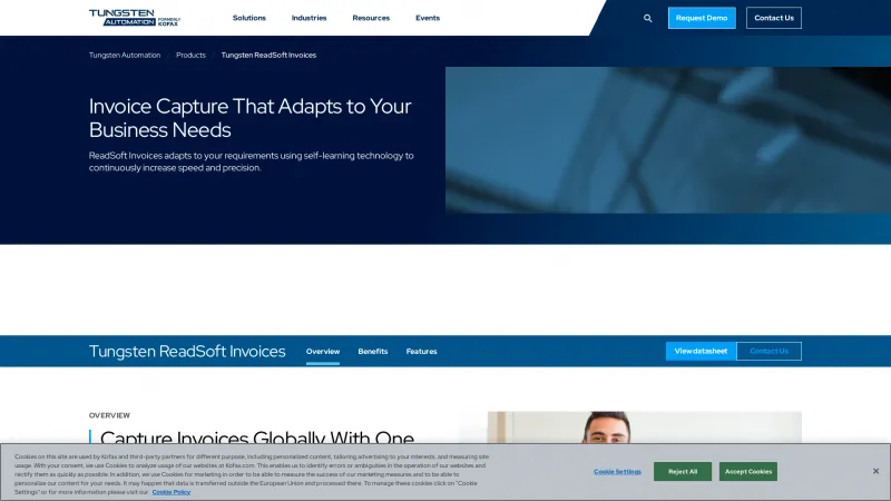 Homepage of Kofax ReadSoft Invoices
