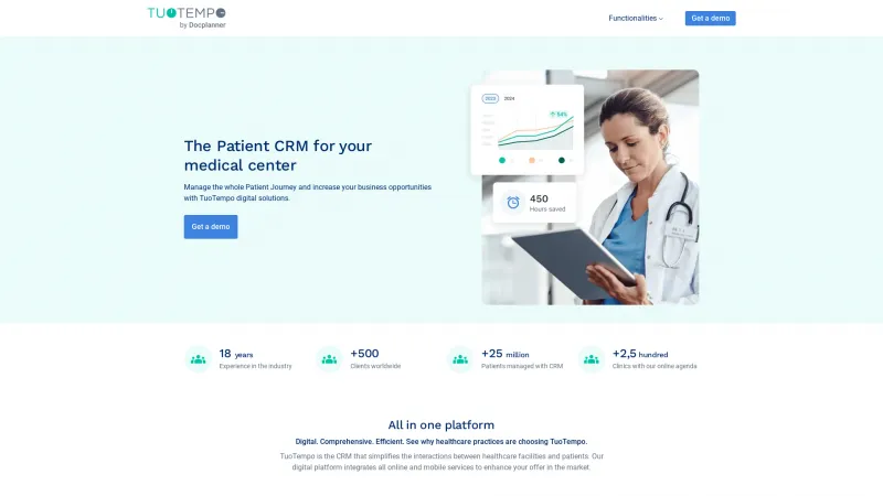 Homepage of Tuotempo Patient CRM