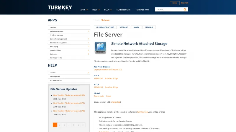 Homepage of Enterprise Storage OS (ESOS)