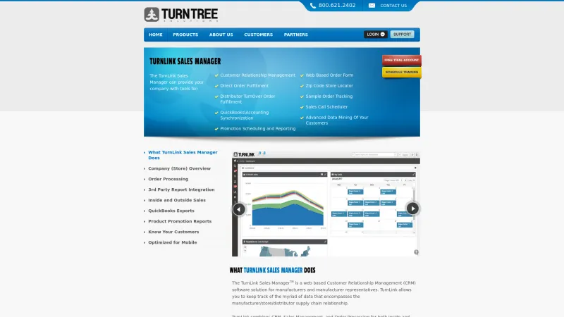 Homepage of TurnLink Sales Manager