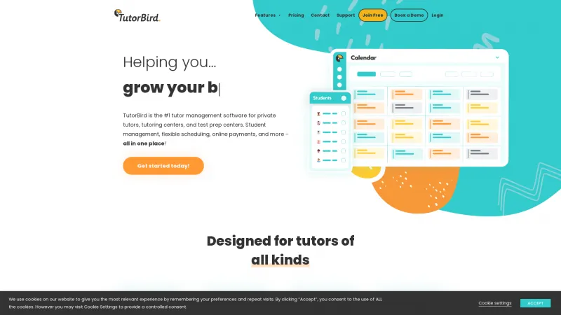 Homepage of TutorBird