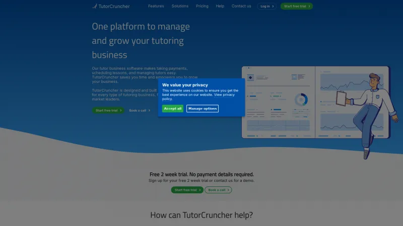 Homepage of TutorCruncher