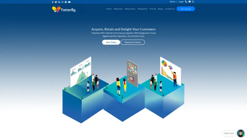 Homepage of TutterflyCRM