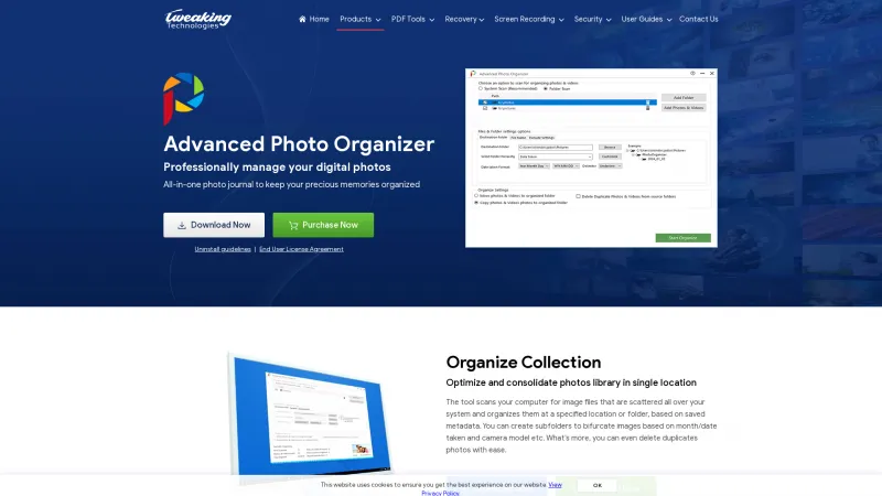 Homepage of Photo Organizer