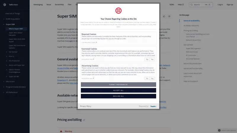 Homepage of Twilio Super SIM