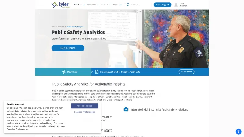 Homepage of Tyler Public Safety Insights