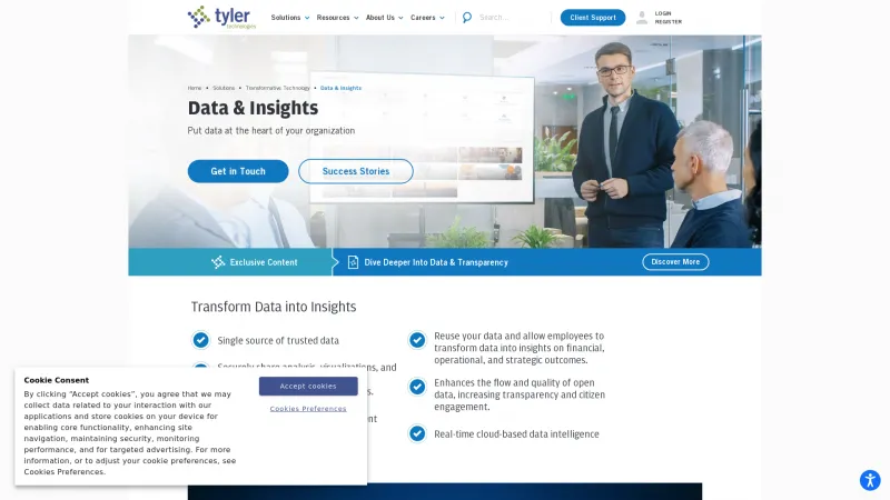 Homepage of Tyler Data & Insights