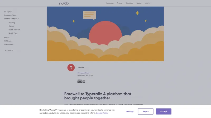 Homepage of Typetalk