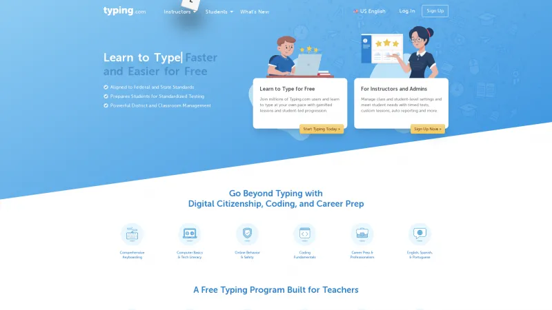 Homepage of Typing.com