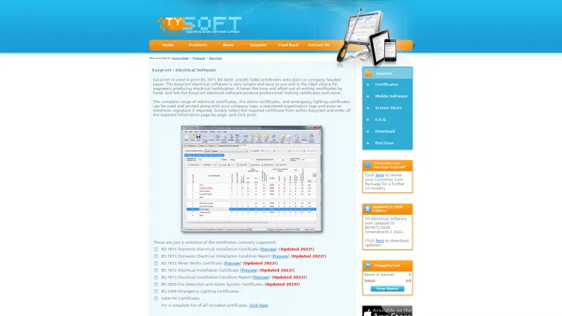 Homepage of EasyCert