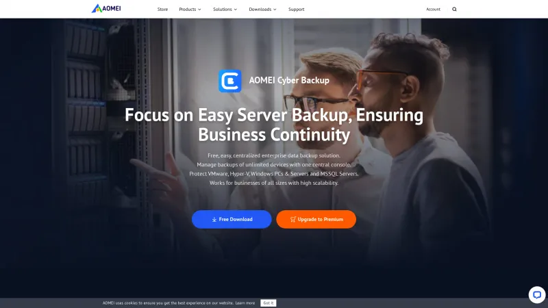 Homepage of AOMEI Cyber Backup