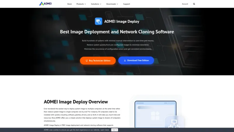 Homepage of AOMEI Image Deploy