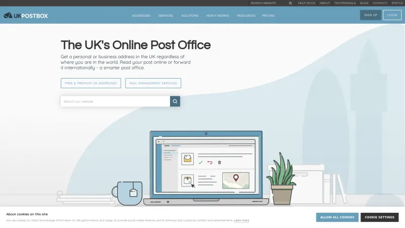 Homepage of UK Postbox