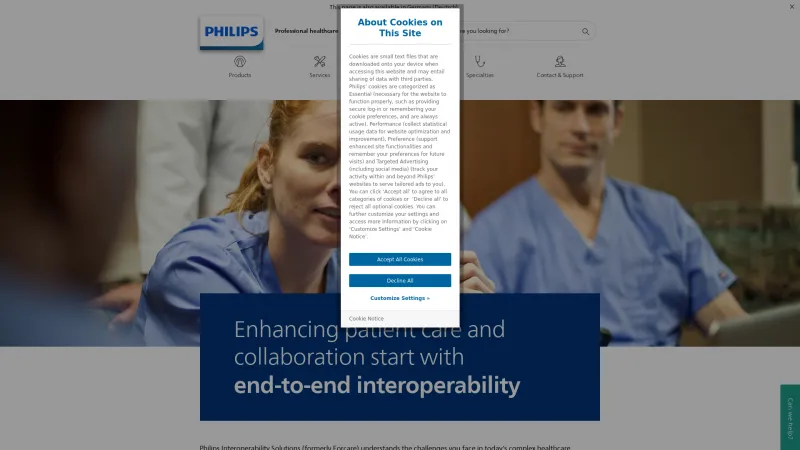 Homepage of Philips Interoperability Solutions