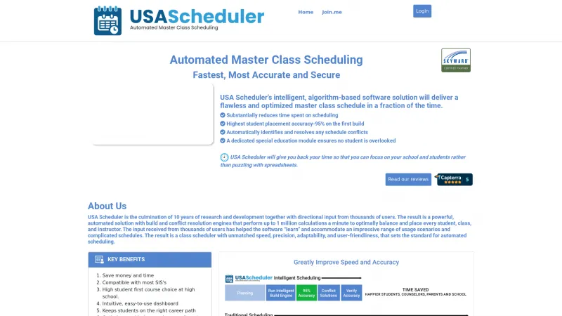 Homepage of USA Scheduler