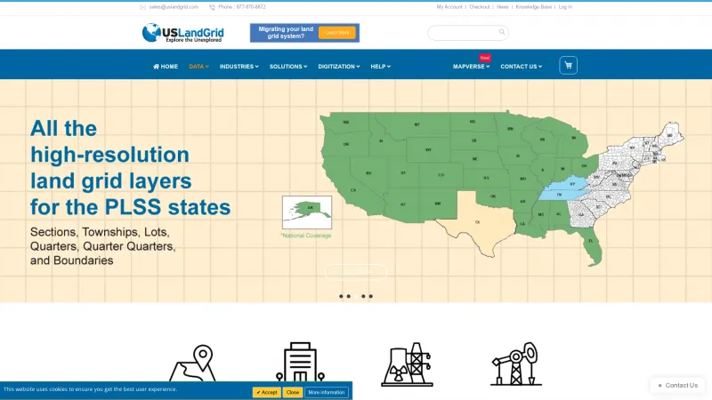 Homepage of USLandGrid