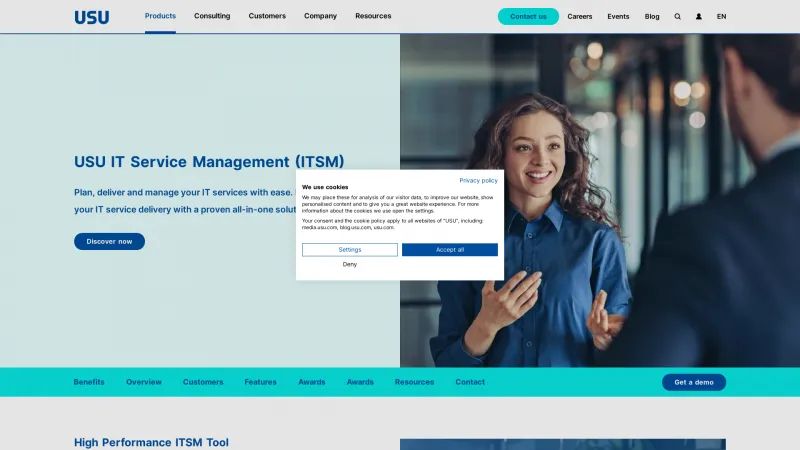 Homepage of USU IT Service Management