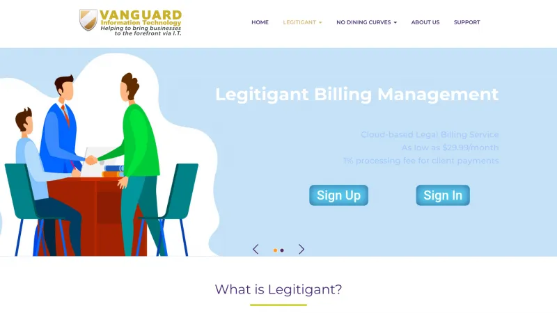 Homepage of Legitigant Billing Management