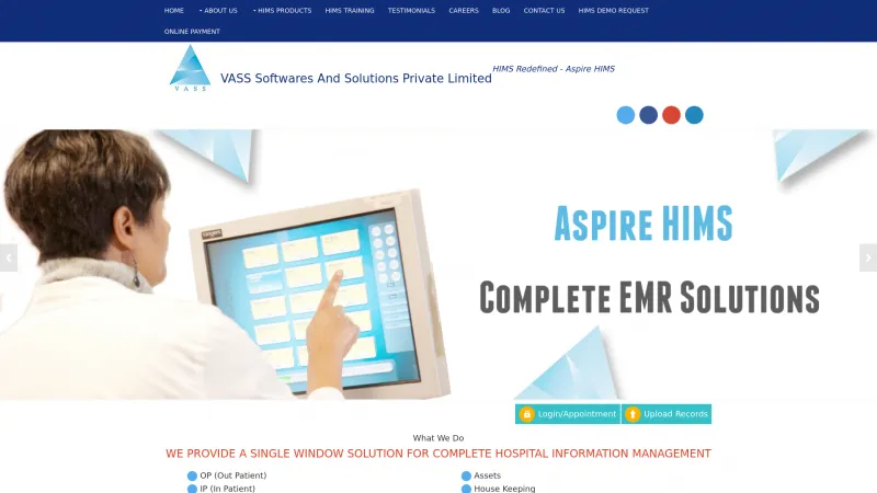 Homepage of Aspire HIMS