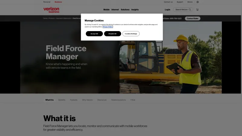 Homepage of Verizon Field Force Manager