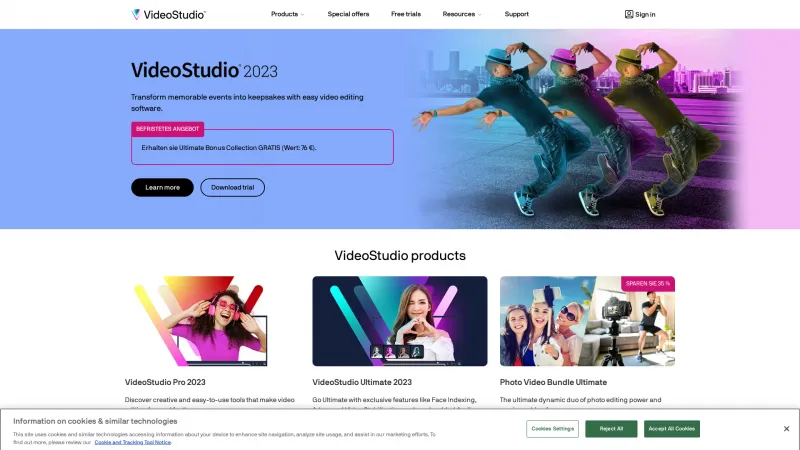 Homepage of Corel MotionStudio 3D