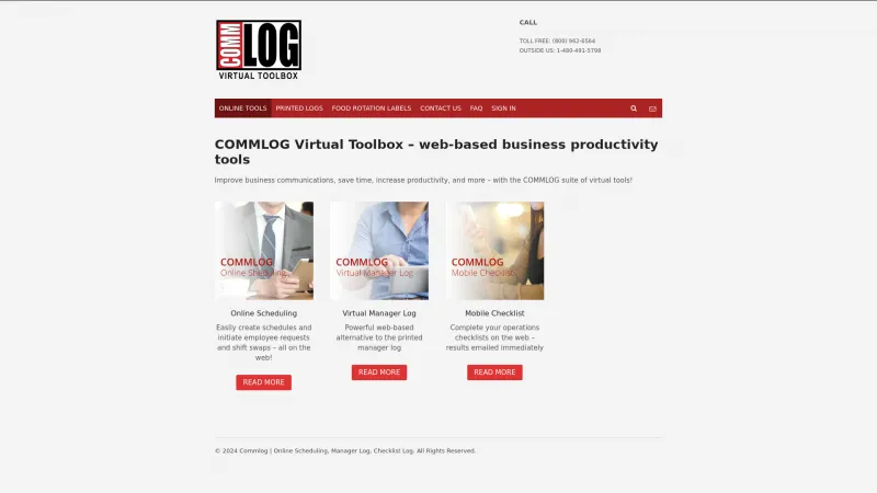 Homepage of COMMLOG Virtual Toolbox