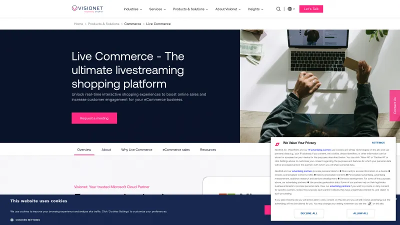 Homepage of Live Commerce