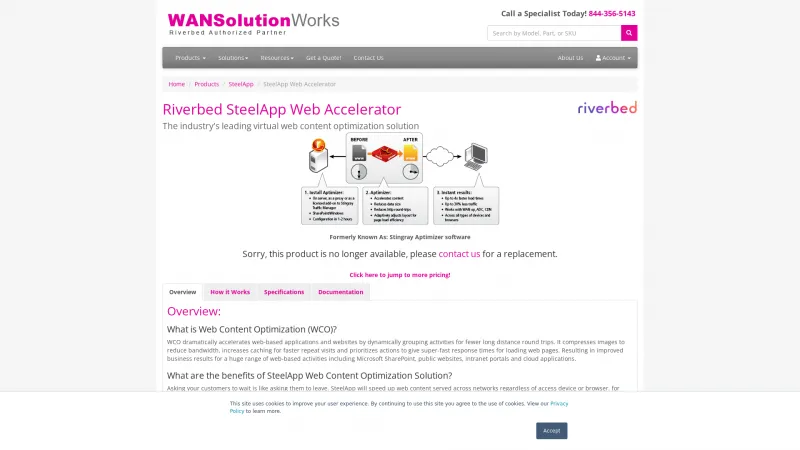 Homepage of Riverbed SteelApp Web Accelerator
