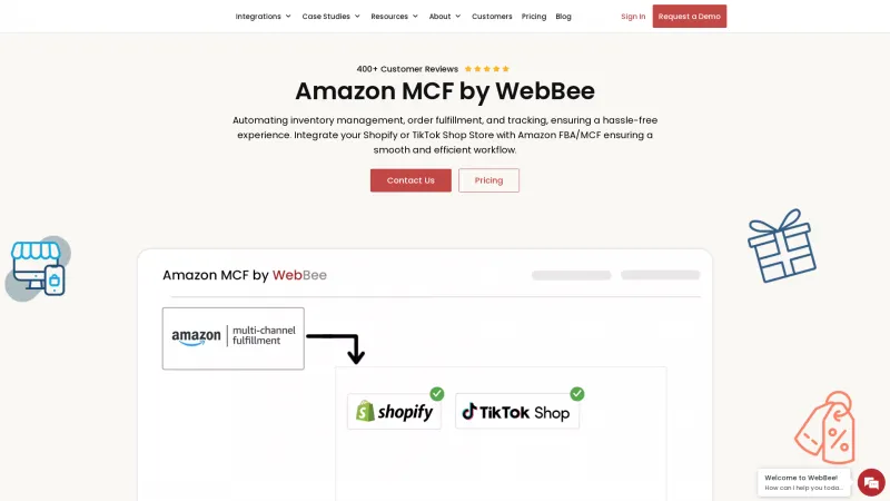 Homepage of Amazon MCF by WebBee