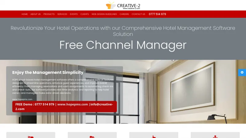 Homepage of HOPE Hotel Management