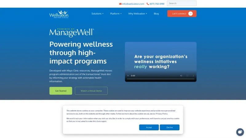 Homepage of ManageWell