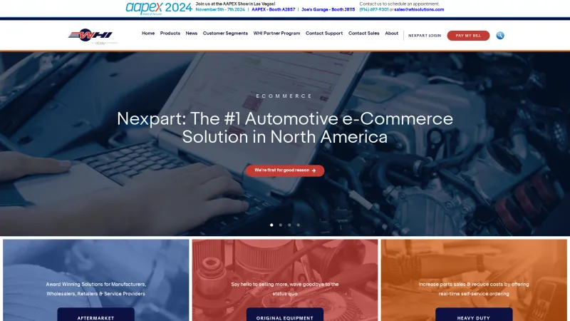 Homepage of Nexpart eCommerce