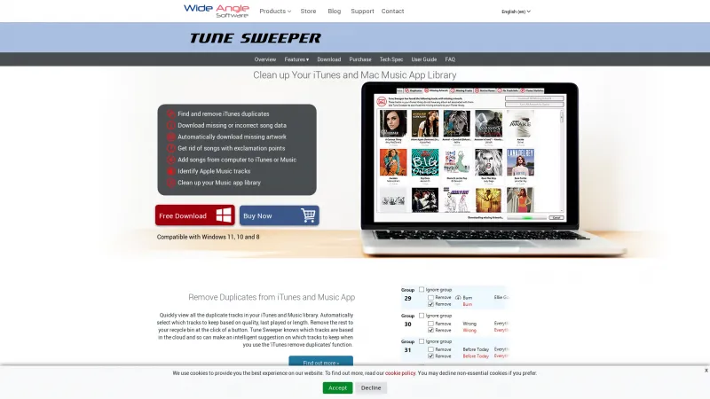 Homepage of Tune Sweeper