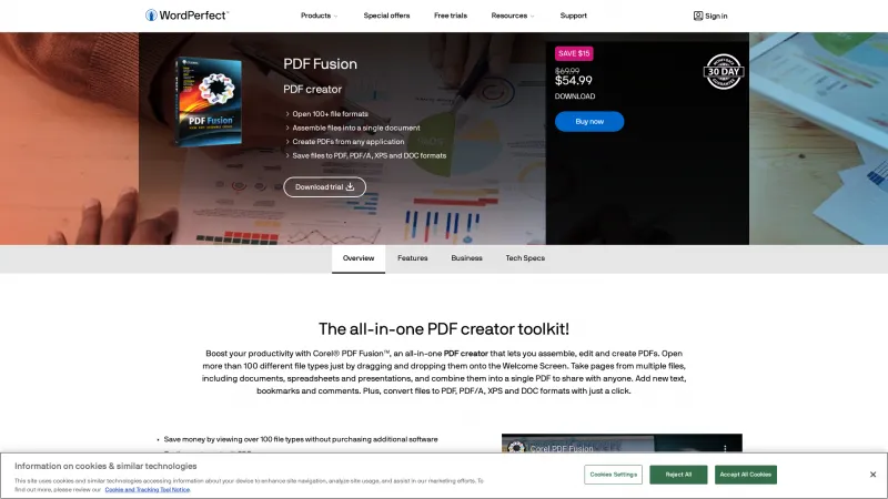 Homepage of PDF Fusion