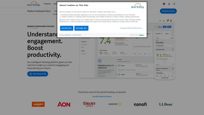 Homepage of Workday Peakon Employee Voice