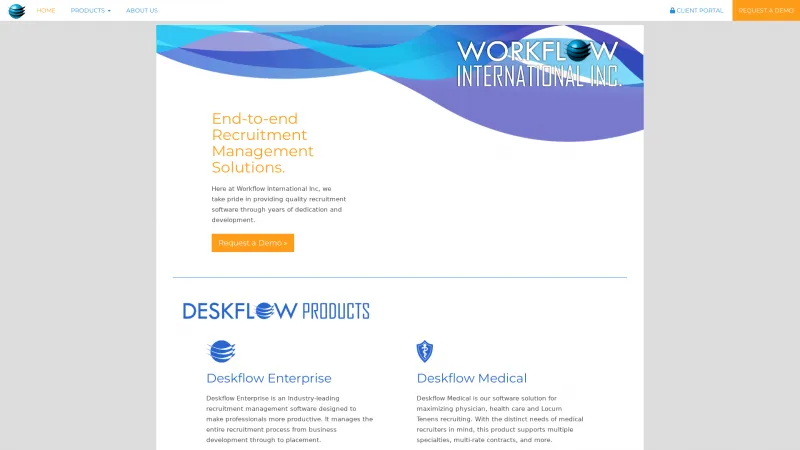 Homepage of Deskflow Enterprise