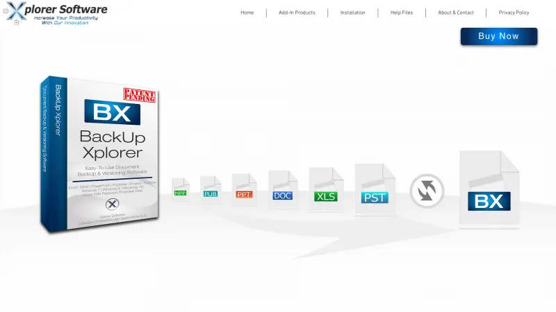 Homepage of BackUp Xplorer