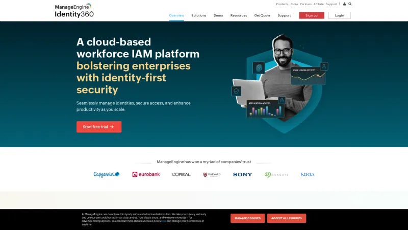 Homepage of ManageEngine Identity Manager Plus