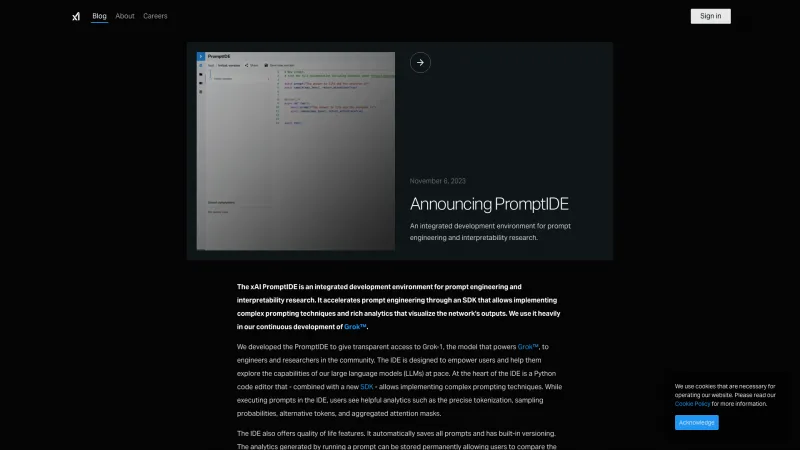 Homepage of PromptIDE