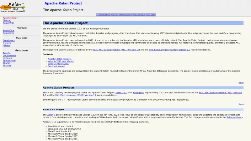 Homepage of Apache Xalan