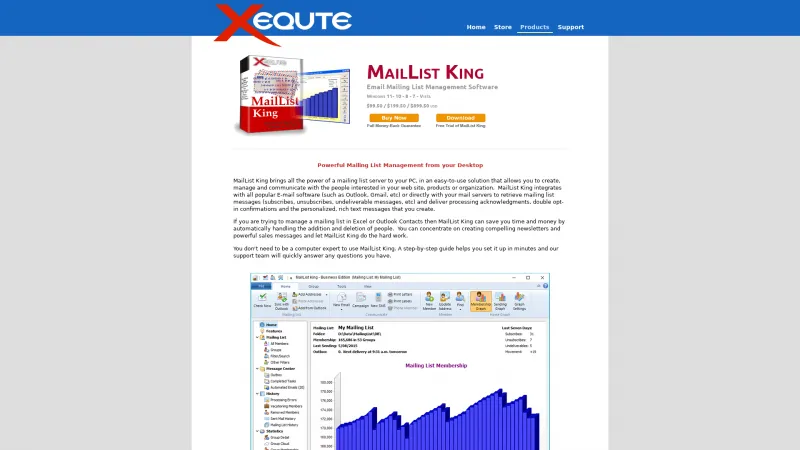 Homepage of MailList King