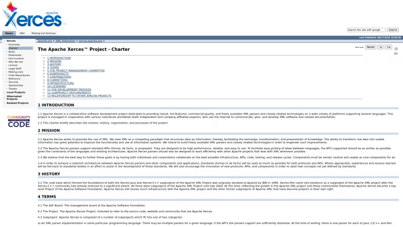 Homepage of Apache Xerces