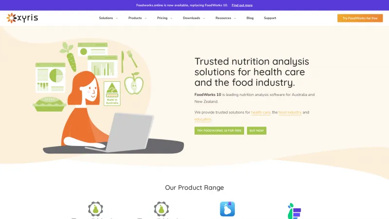 Homepage of FoodWorks Nutrition Labelling