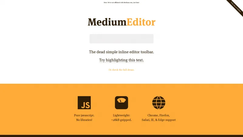 Homepage of MediumEditor